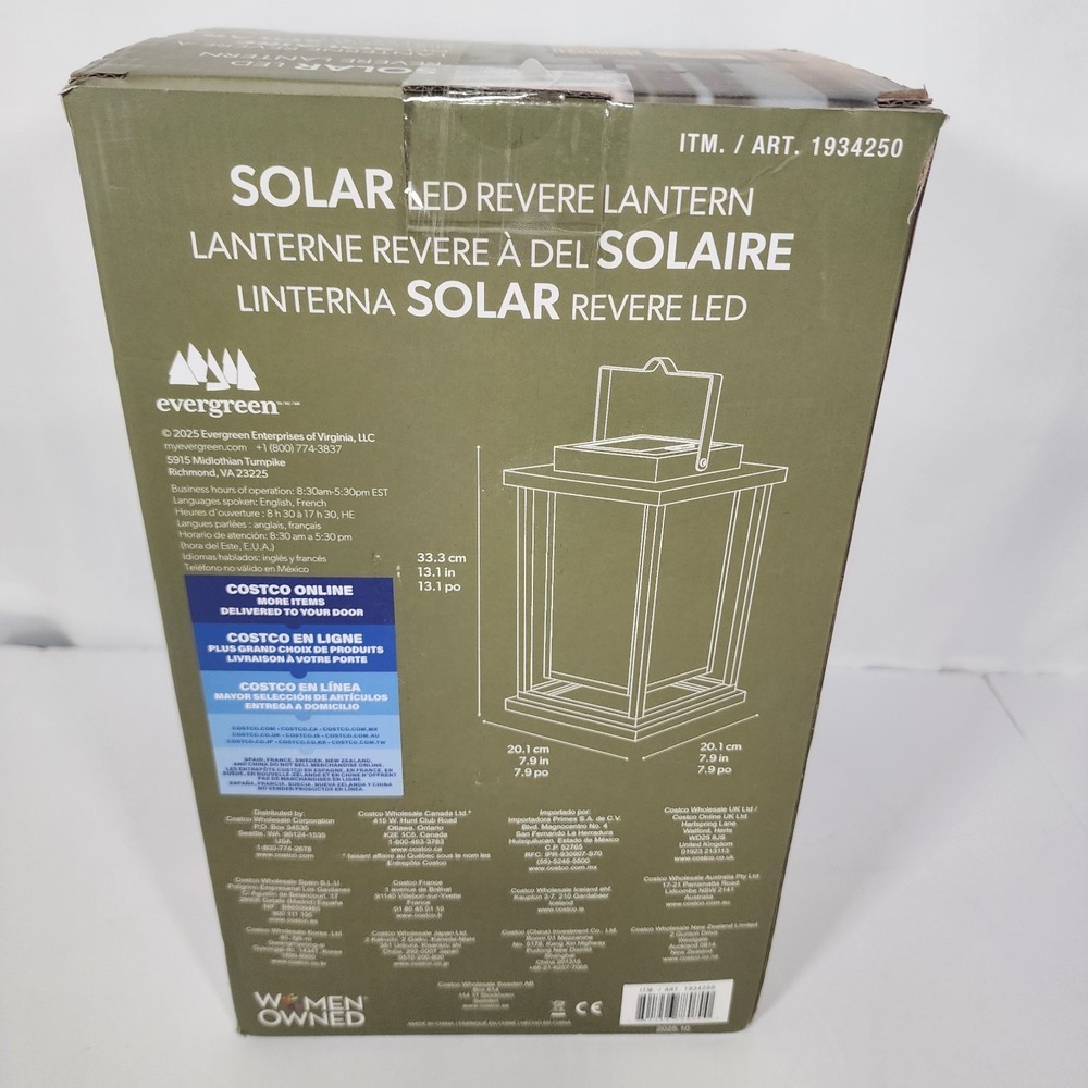 Evergreen Solar LED Revere Lantern Outdoor Table Light NIB Item 1934250 - Picture 4 of 9